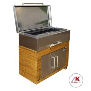 باربیکیو ۱۱۰ سانت کابین دار ذغالی بالا استیل کابین استیل ترموود درب تخت عرض ۵۰