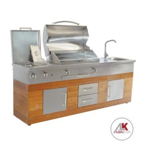 باربیکیو ۲۴۲ سانت کابین دار بالا استیل کابین استیل ترموود شعله، سرخ کن دارعرض ۶۰